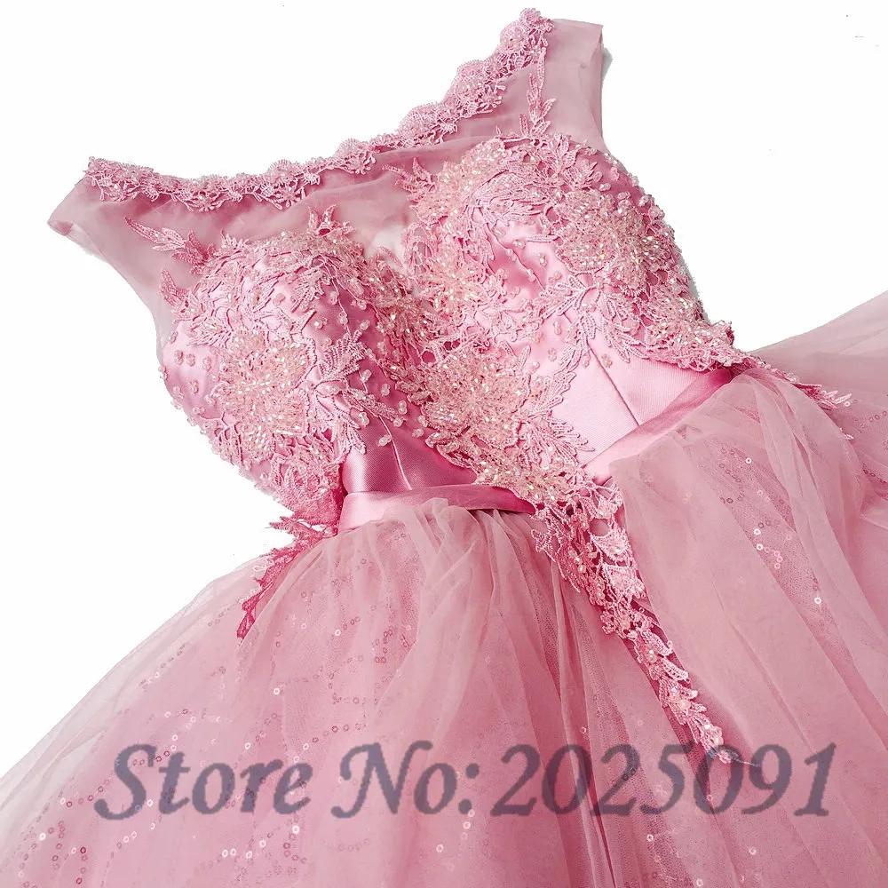 New Pink Homecoming Dresses 2018 Plus Size Tulle Short Prom Dress Appliques Beaded Party Cocktail Wedding Party Dress juniors