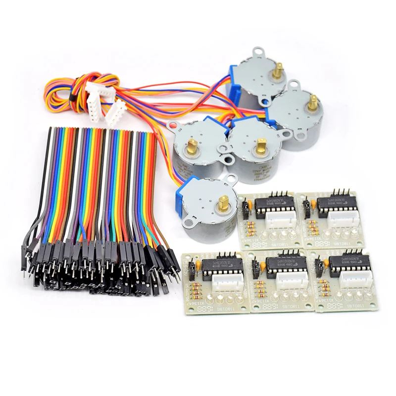 5 x Stepper motor +5x ULN2003 Driver board with Female to male dupont cables for Arduino