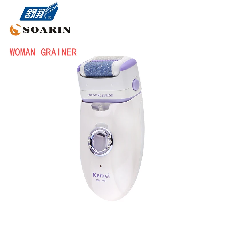 KEMEI Women Three in one Electric Epilator  White Depilador Facial Epilator Hair Removal Bikini Body  Tool Pedicure for Women