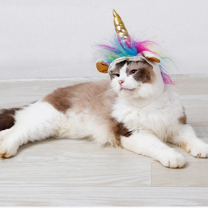 Halloween Day Cat Unicorn Pet Headgear Teddy Puppy Kitten Horns Dress Hat Head Scarf