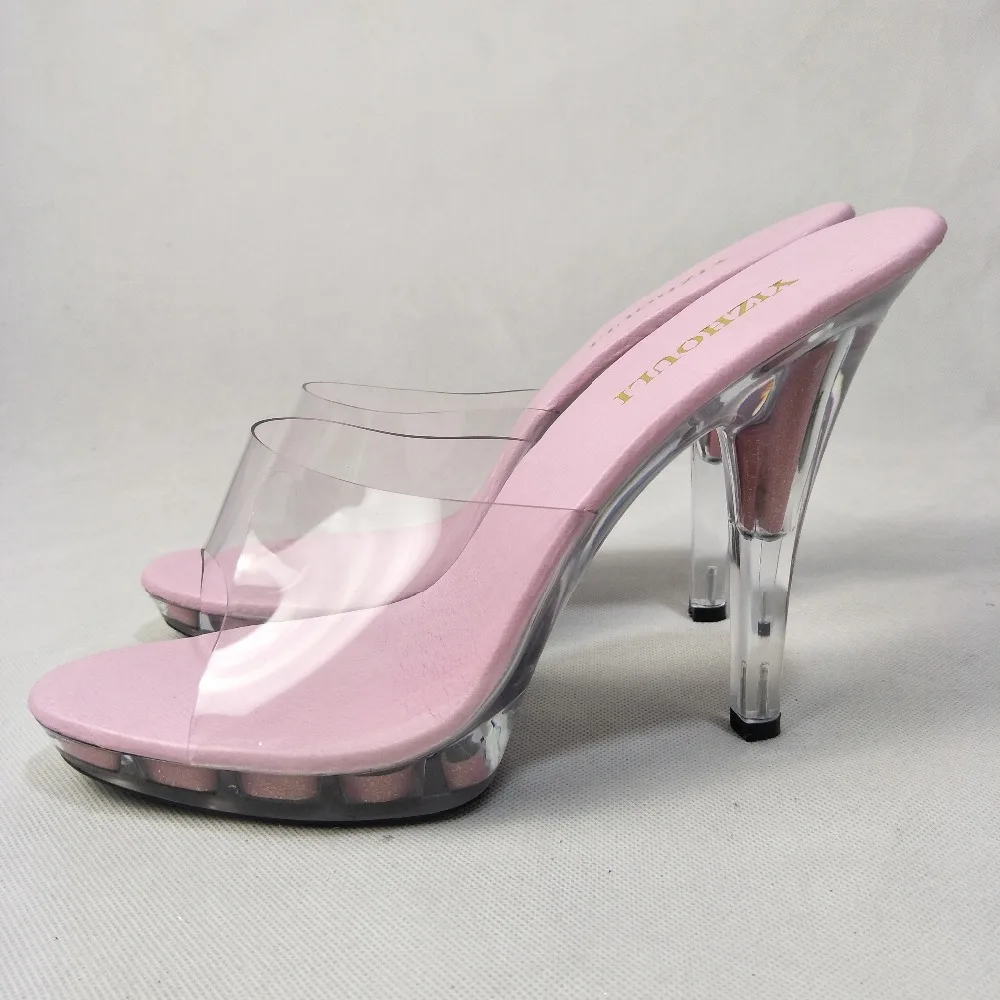 13CM, fashionable person transparent colour sole, banquet fashionable high heel, fish mouth transparent slipper