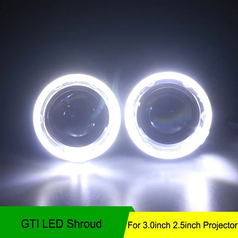 

Free Shipping 2pcs/lot Autoki 3.0" high quality GTI led angel eye DRL Shroud Cover Mask Without bi-xenon projector lens