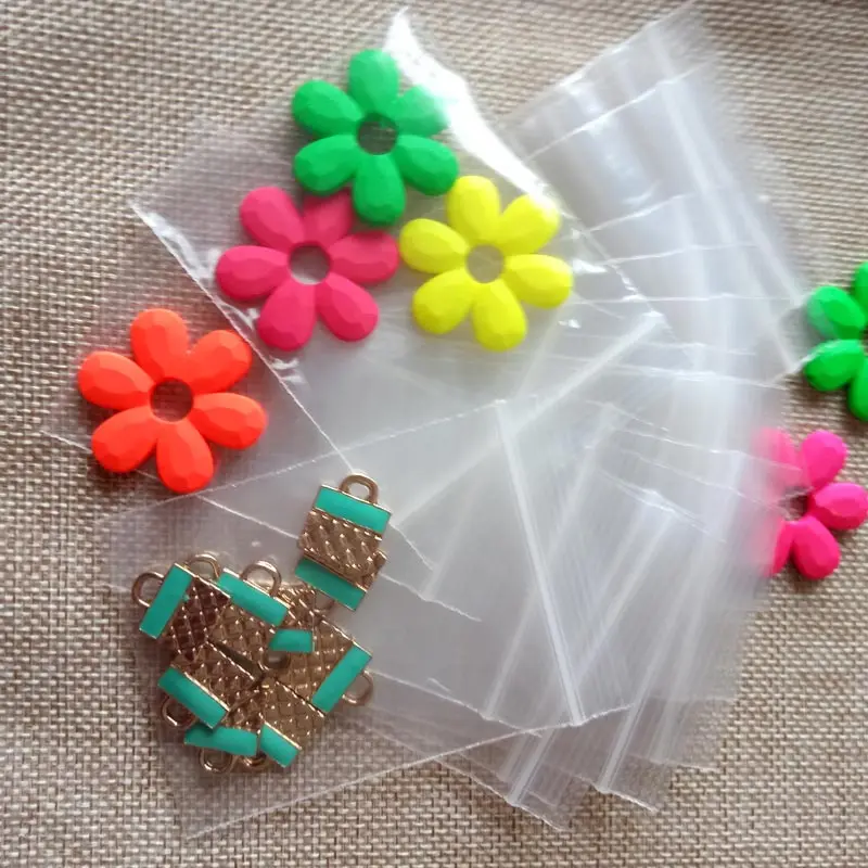 100pcs Jewelry Ziplock Zip Zipped Lock Reclosable Plastic Poly Clear Storage Bags Thickness 0.1mm