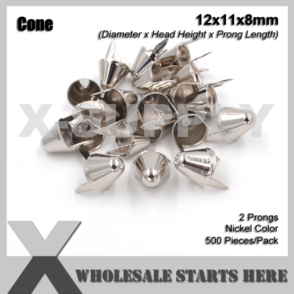 Punk DIY English UK 77 Round Cone Stud in Silver Color with 2 Prongs (Over 20Lots Will Get 35% Off) Used for Leather Craft