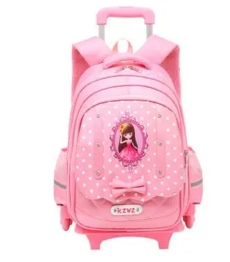 kids School Backpack On wheels Trolley School bag for girls kid\'s luggage Trolley Rolling Bag Children wheeled Backpack for kids