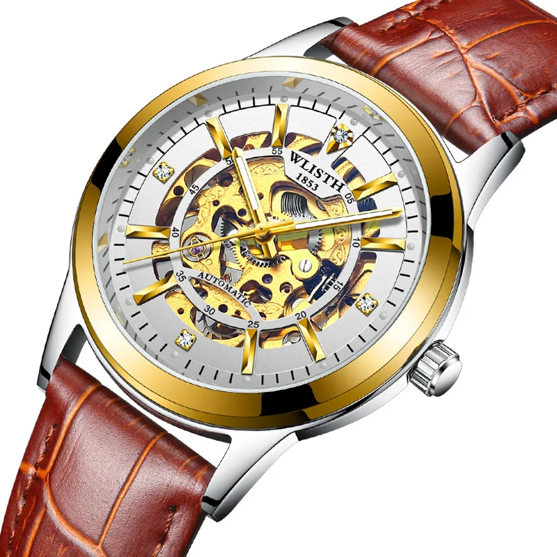 2019 Wlisth Top Brand Men's Business Luxury Clock Hollow-out Automatic Mechanical Watch Night Light Waterproof Leisure Watches image 5