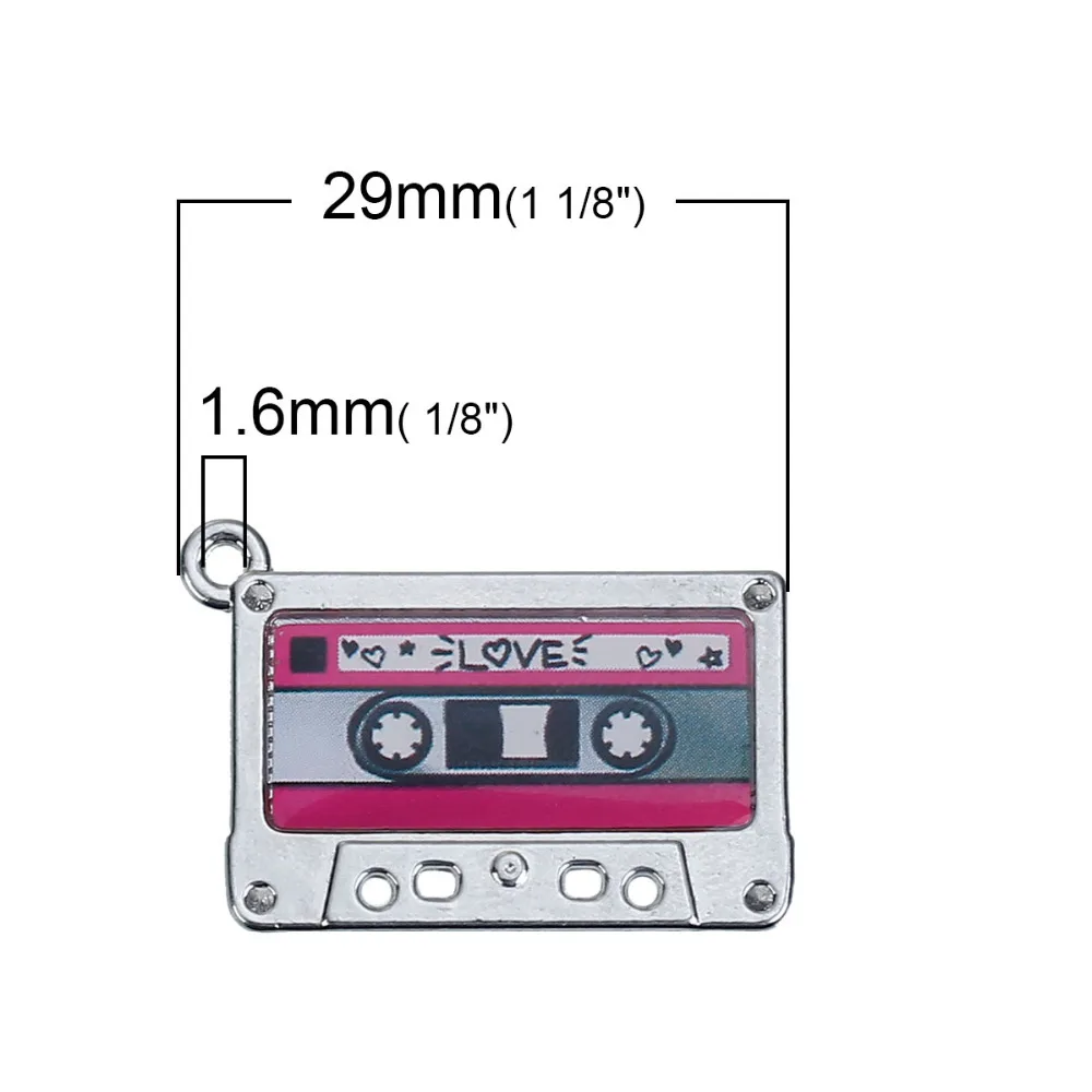 DoreenBeads Charm Cassette Tape Silver Color(Can Hold ss6 Rhinestone) Pendants Message 