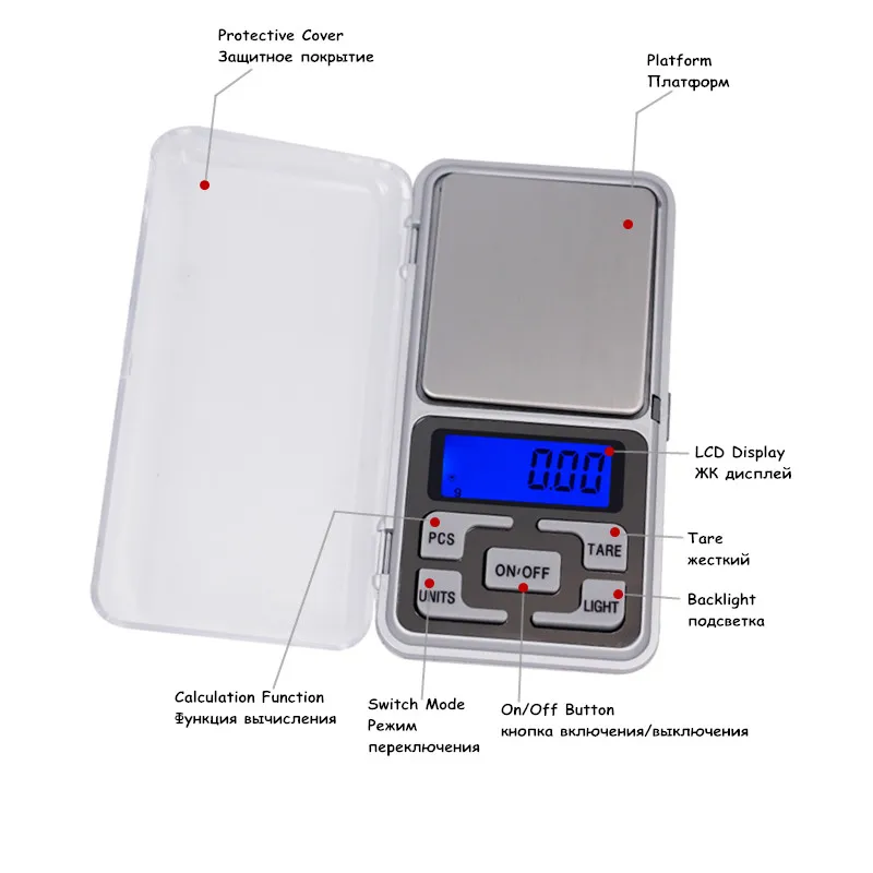 Mini balanza Digital electrónica LCD con caja de venta al por menor, balanza de peso portátil para joyería, 0,01 de descuento, 500g, 21% g