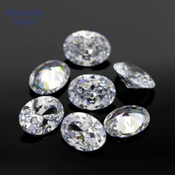 5A Oval Shape Cut White CZ Stone Synthetic Gems Cubic Zirconia Beads For Jewelry Wholesale Size 2x3~18x25mm