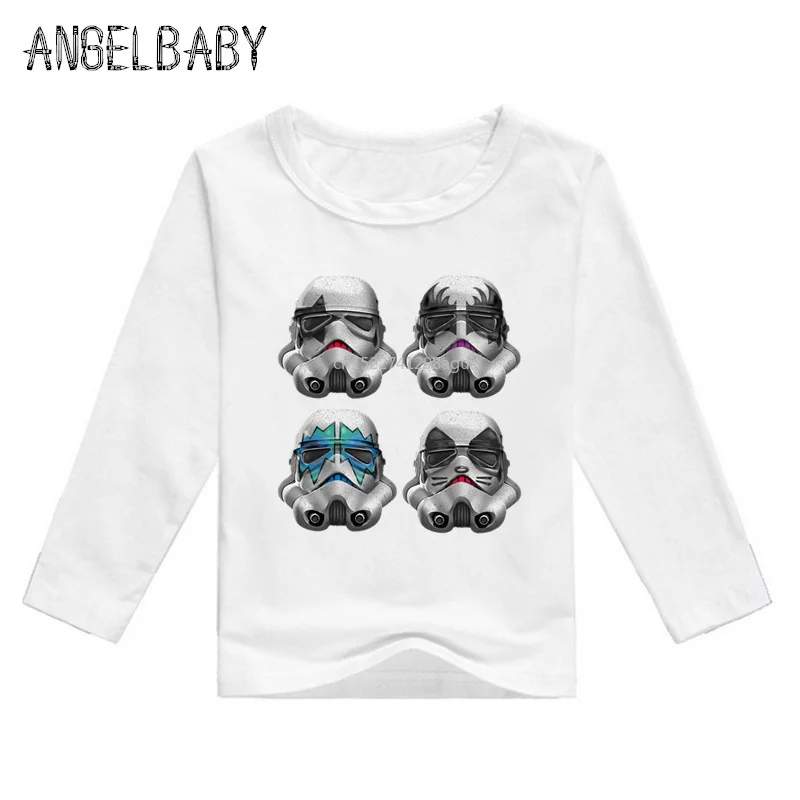 Boys and Girls Stormtroopers Fan Kiss Rock Band Print T shirt Baby Funny Long Sleeve T-shirt Kids Fashion Clothes,LKP464