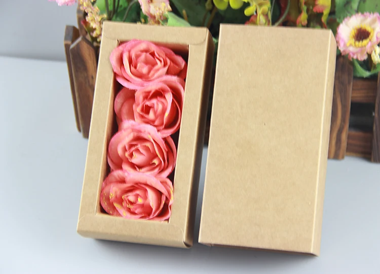 50pcs Kraft Drawer paper Box for Gift\Handmade Soap\Crafts\Jewelry\Macarons Packing Brown Paper Boxes inner size 9*6*4