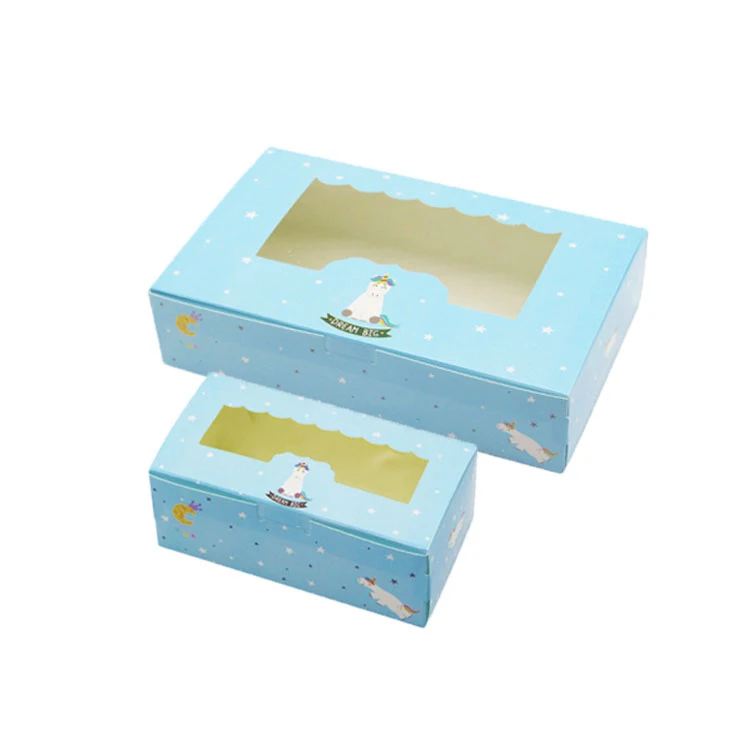

100 pcs paper box windows for party kids birthday unicorn kraft gift Paper boxes food packaging candy wedding cardboard cake box