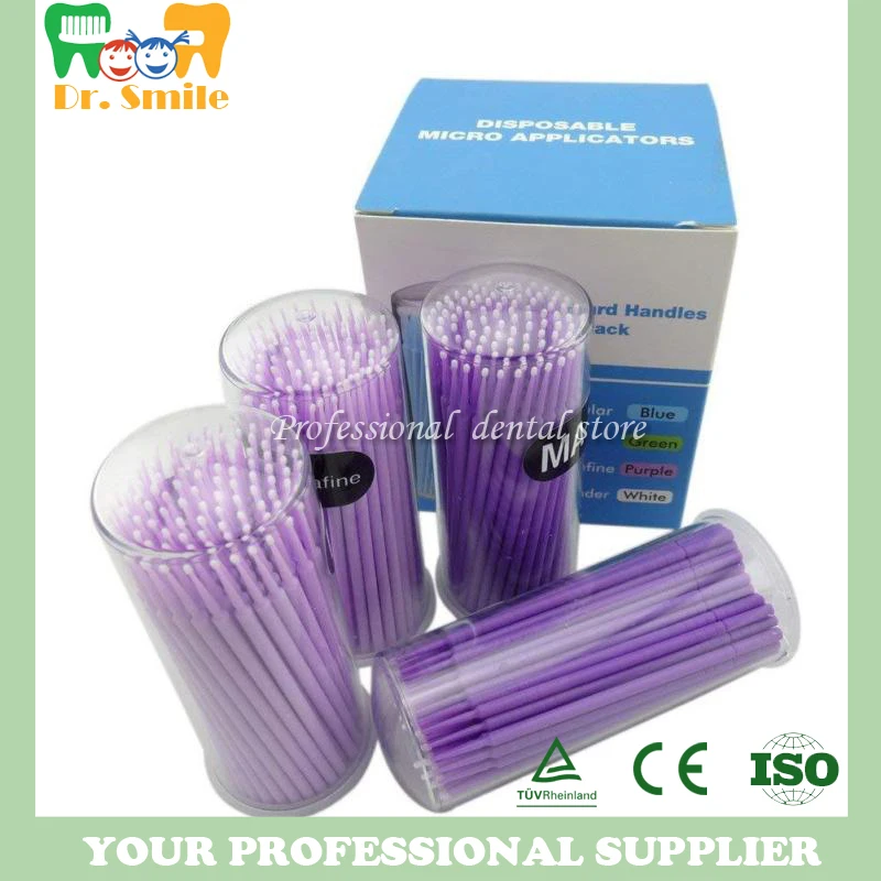 400pcs Dental Disposable Micro Brush Micro Applicators materials Regular size Purple Odontologia Extension Tools