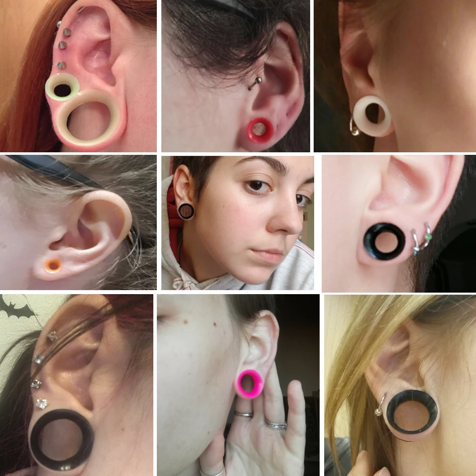 30PCS Silicone Flexible Thin Double Flared Ear Plugs Flesh Tunnel Ear Expander Stretcher Earlets Earring Gauges Piercing Jewelry