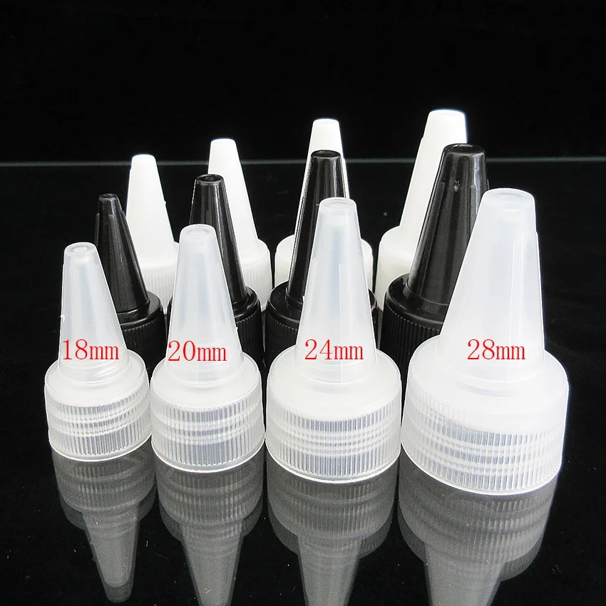 100pcs Bottle Caps Twist off for Hair Gel Unicorn E-Liquid Stamp Oil Ink Clear White Black 18mm-28mm Diameter Plastic Caps