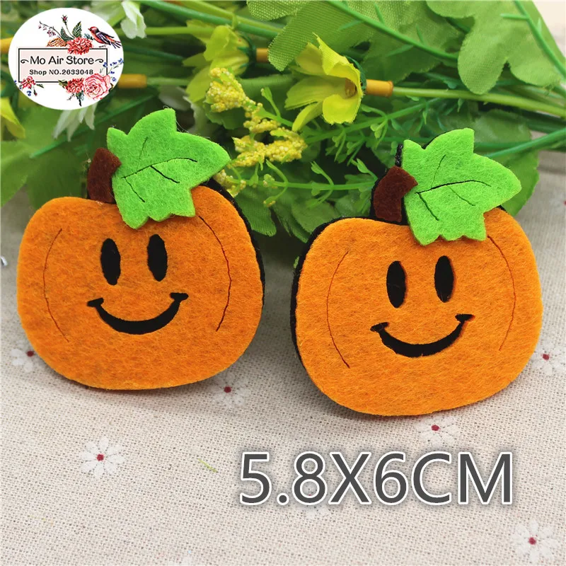 

5.8x6CM 10pcs Non-woven patches Halloween pumpkin two-double Felt Appliques for clothes Sewing Supplies diy craft ornament