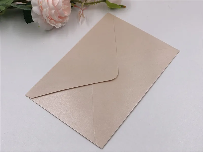 4PCS Sqaure /Rectangle Pearl envelopes 4 wedding/greeting invitation card RSVP Ivory/White/Light pink/ Gold Burgundy Gray Blue