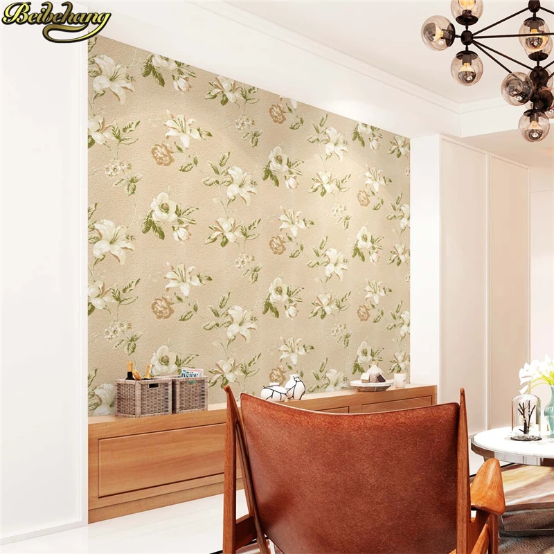 beibehang American garden floral wallpaper 3D embossed European bedroom living room fashion floral wall paper home improvement