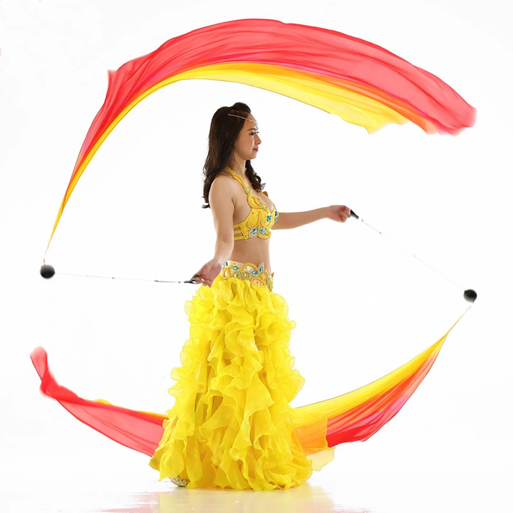 100% seta reale del ventre accessorio di ballo veil poi streamer per bellydancing singolo solo 1 pz s/m/l/xl