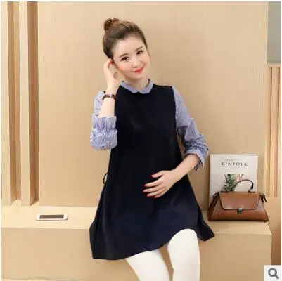 New fashion Loose Patchwork Maternity Blouse Autumn Fall Fashion Clothes for Pregnant Women Pregnancy Maternity dress Tunic