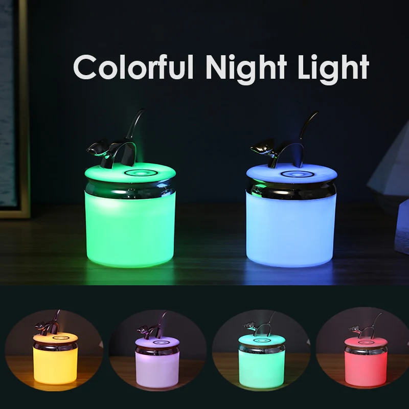 Увлажнитель с милым котом, креативные подарки, настольный USB, мини-диффузор для воды, 180 мл, красочный ночник, туманообразователь для домашнего офиса