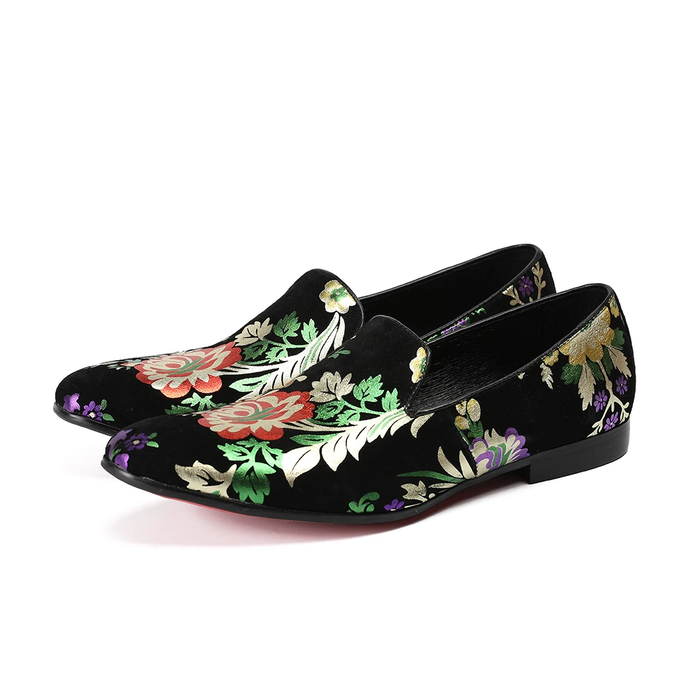 

Western style printing floral causal smoking slipper loafers flats slipon prom shoes men elegant plus size13 outdoor oxfords