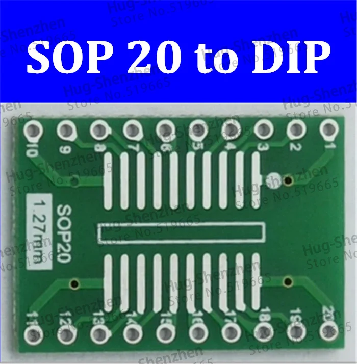 High quality10pcs  sop20 to dip20 Interposer Moudle PCB Board Adapter Plate