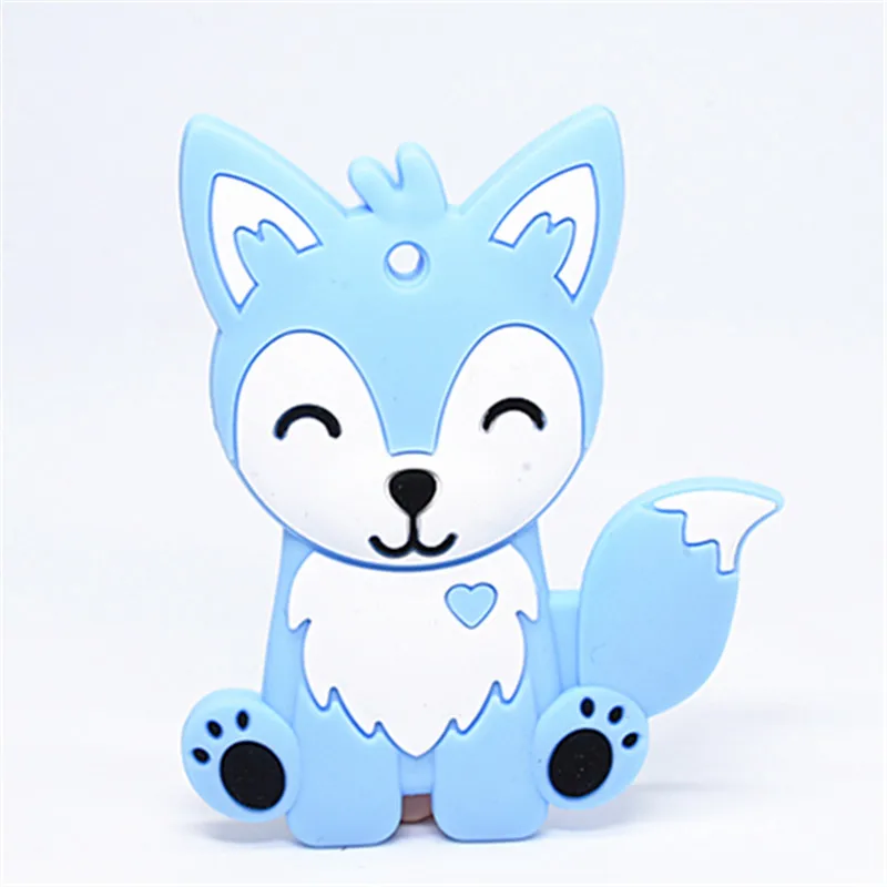 10 PCS Cute Animal Silicone Fox Teether BPA Free Cartoon Baby Teether Babies Teething Necklace Fitting Infant Pacifier Chain DIY