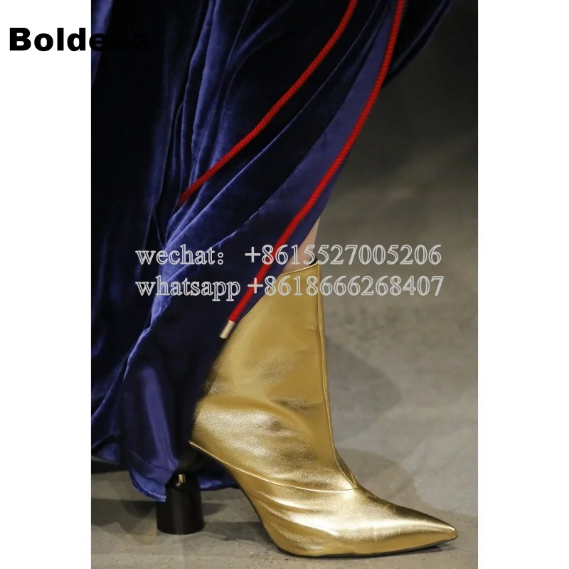 Fashion Show Pointed Toe Fall Autumn Short Boots Women Abnormal Heeled Boots