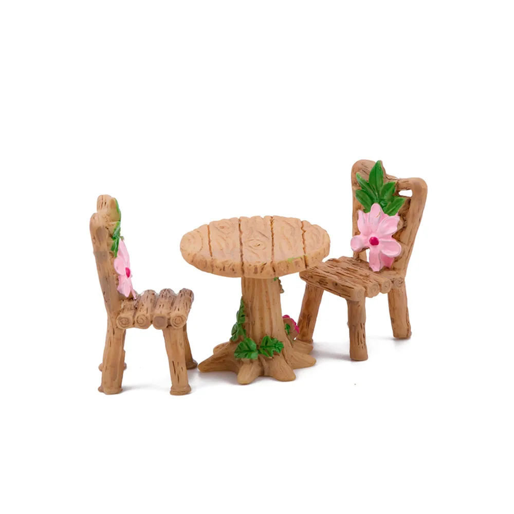 Mini Banc en Bois Miniature, Chaise de Table Mignonne, Siège de Parc, Ornement Artisanal en Résine, Micro Figurine de Paysage, Décoration, 1/3 Pièces
