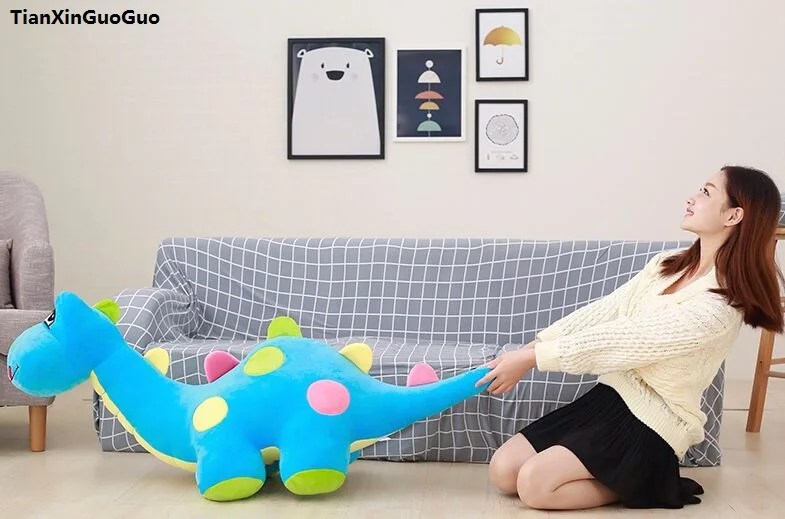 

stuffed toy huge 125cm blue cartoon dinosaur plush toy Q edition dinosaur soft doll sleeping pillow birthday gift s1037