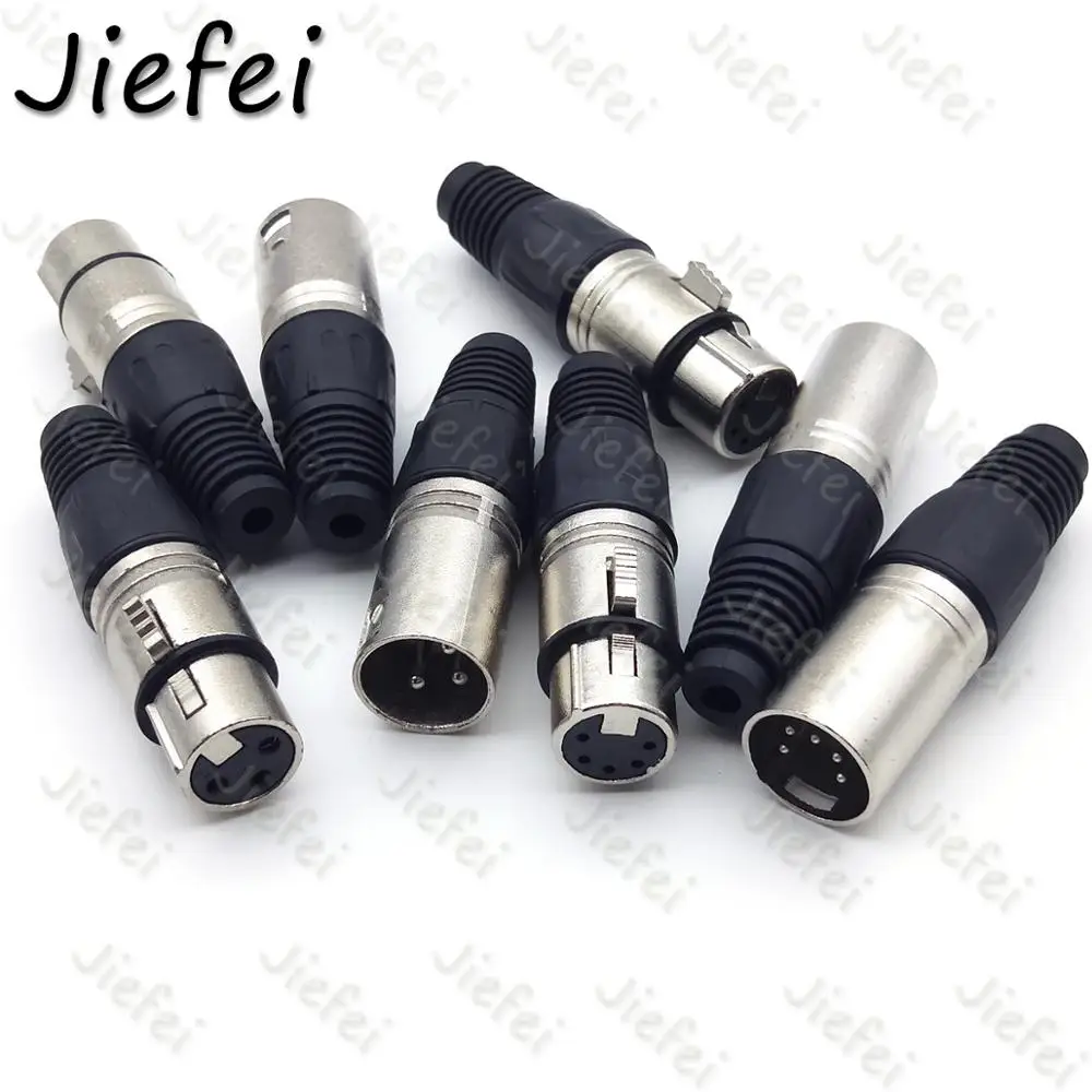 25Set XLR 3Pin 5pin Audio Microphone Cable Connector Black Male + Female MIC Plug Cable Connect XLR Adapter