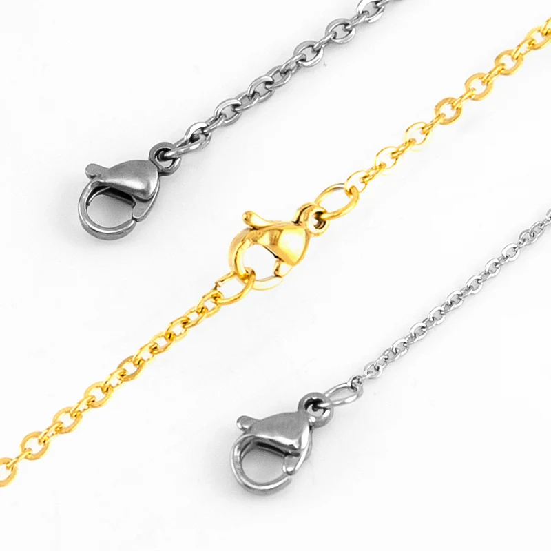 Risul goldcolor stainless steel Rolo chain O link thin fashion necklace lobster clasp 1.1/1.5/2mm cable style woman DIY necklace