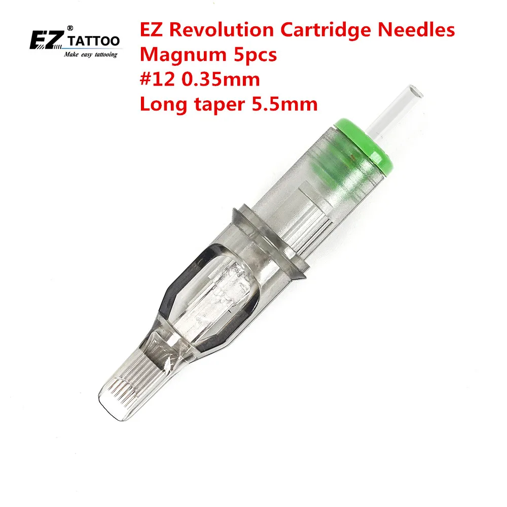 EZ Revolution Cartridge Tattoo Needles Magnum #12 0.35 mm Long  Taper 5.5mm for Cartridge Machine and Grips 5pcs/lot