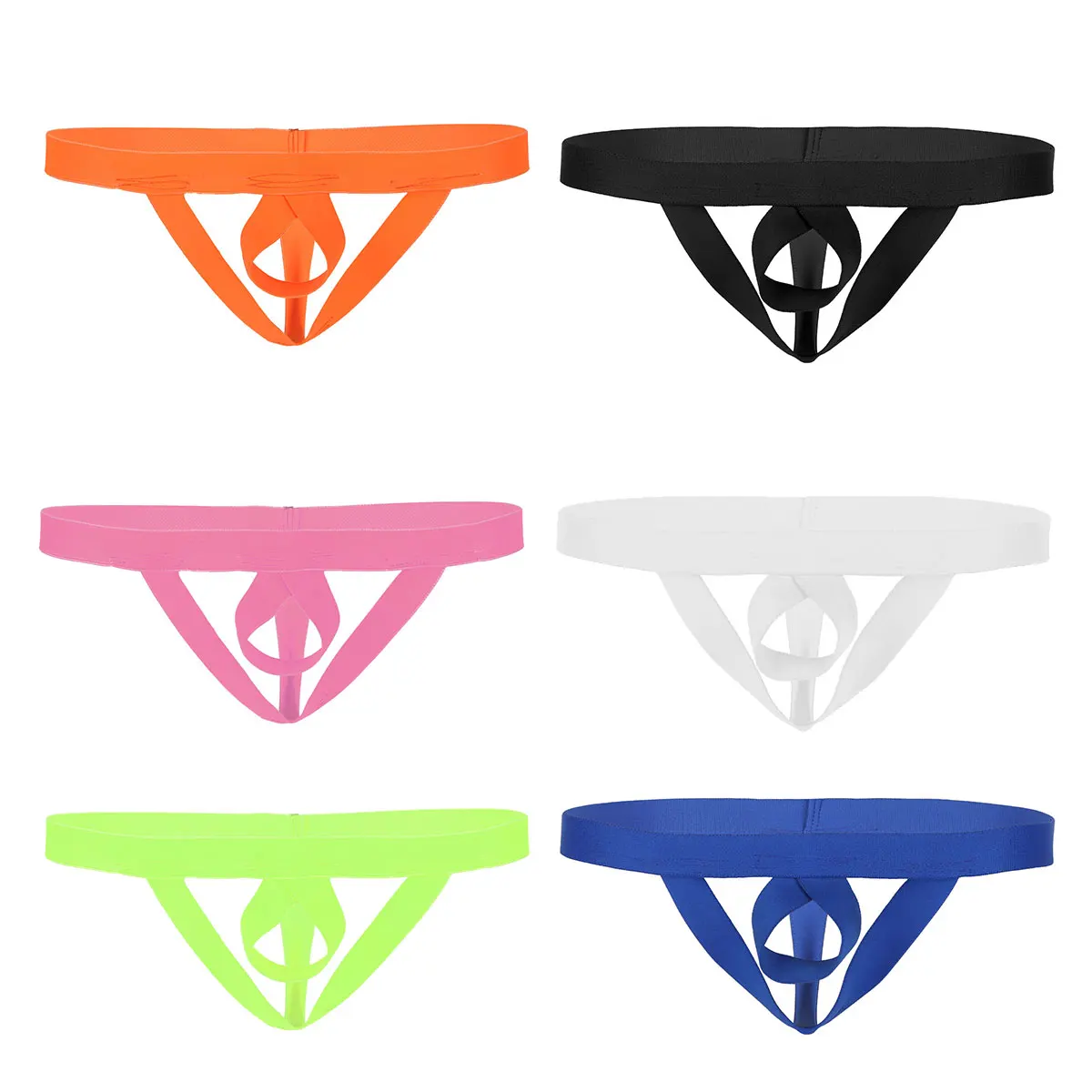 Sexy Male Mens Lingerie Open Butt Crotchless T-back Suspensory Jockstrap Low Rise Stretchy G-string Underwear Thongs Panties