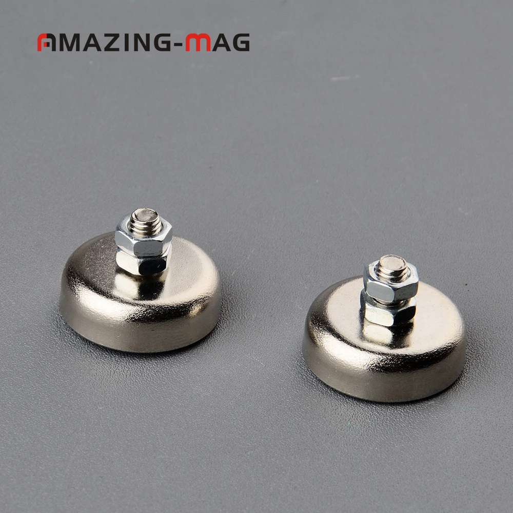 2PC 23KG Powerful Neodymium Magnet Pot D25*8mm Male Thread M5 Led Light Camera Machines Project Magnetic Holder Mounting Base