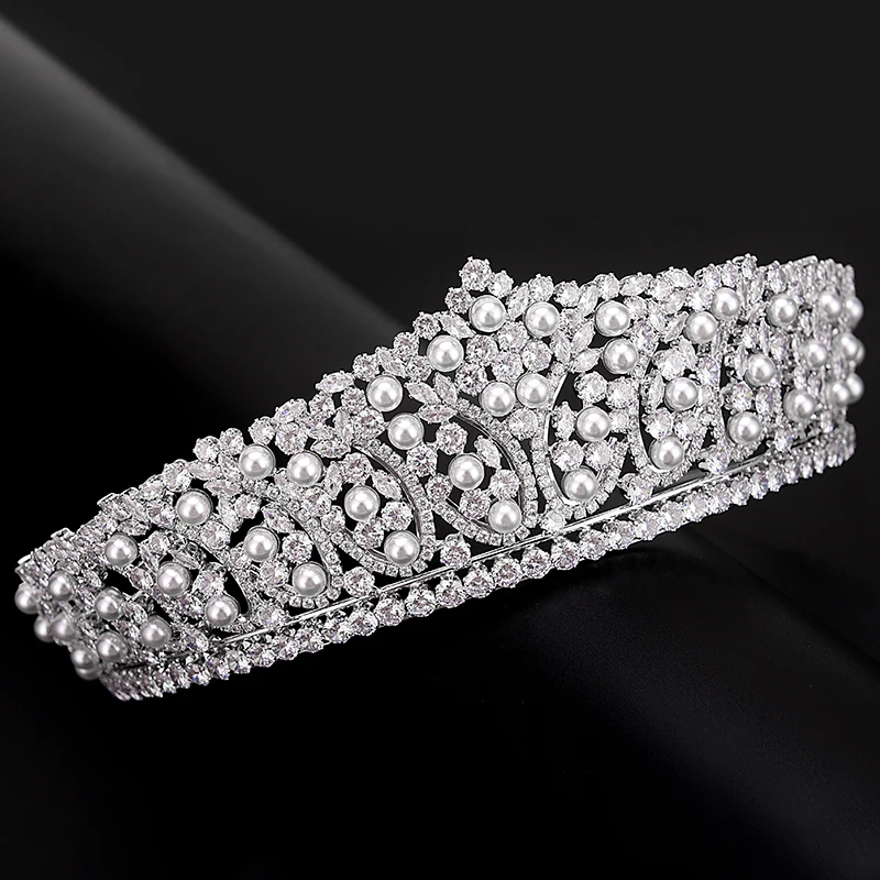 Crown Headband Fashionable Pearl Design Wedding Hair Accessories Luxury Jewelry For Women AAA+ Zircon BC4955 Corona Princesa