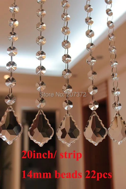 Lenght 20inch+10strips/Lot, K9 Chandelier Crystal Curtain Wedding Strand,Crystal Beads Chain for Party decoration  Free Shipping