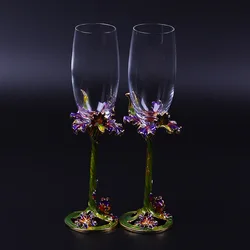 Top quality creative gifts 2pcs/set personalized wedding glasses cup champagne red wine bride groom iris party decor Toasting