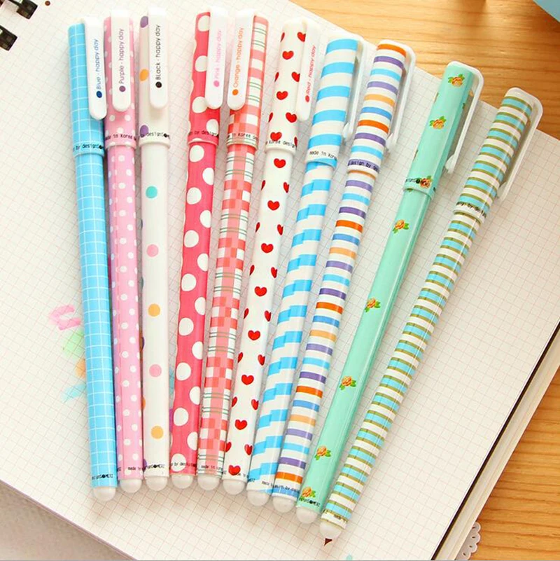 10 Pcs/Set Color Gel Pen Kawaii Stationery Korean Flower Canetas Escolar Papelaria Zakka Office Material School Supplies