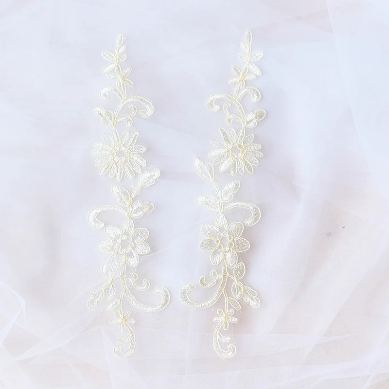 Embroidered Lace Applique, Lace Trim for Wedding Dress, Colorful DIY Accessories, 33x8cm, 10 Pcs