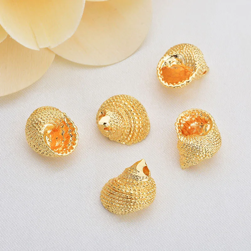 

30pcs Copper material Plated gold Korean conch charm earrings material ocean pendant jewelry accessories