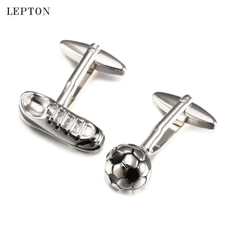

2025 Lepton High-Quality White Football Cufflinks for Men with Box Lepton Soccer Style Accessory Hotsale Gift for Retail