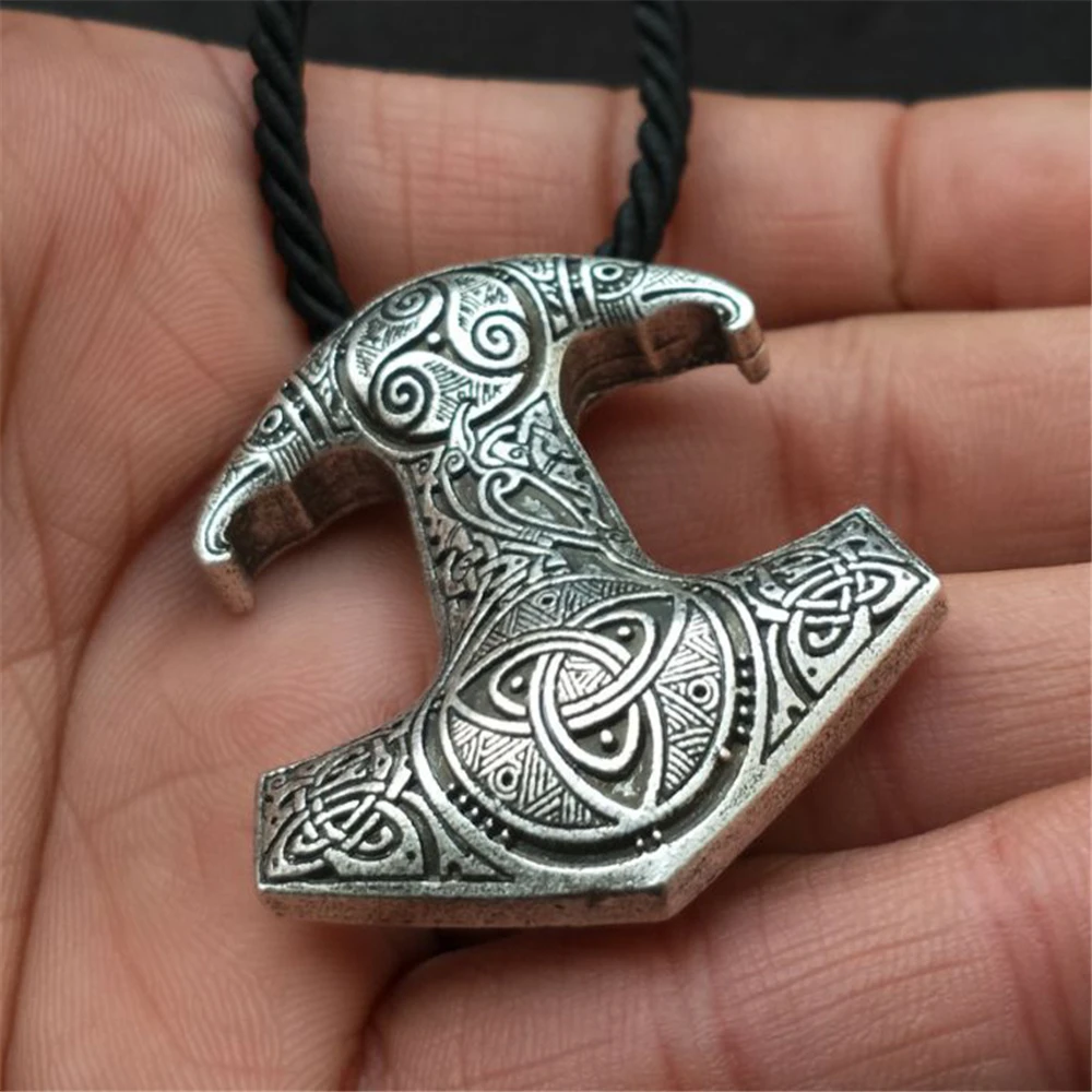 Odins Raven Slavic Kolovrat Viking Rune Pendant Necklace Mens Jewelery Thor Mjolnir Hammer Amulet Charm Rune Knot Necklaces