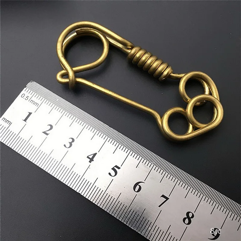 Multi-Function Creative Carabiner Stainless Steel Keychains Brass Wrapped Wire Car Buckle Waist Hanging Personality Handmade image 6