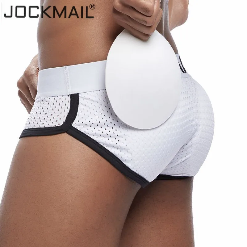 JOCKMAIL Sexy men underwear Briefs Men's Padded Enhancing Breathable Mesh Underwear Removable  Two Butt Pads and One Front Pad