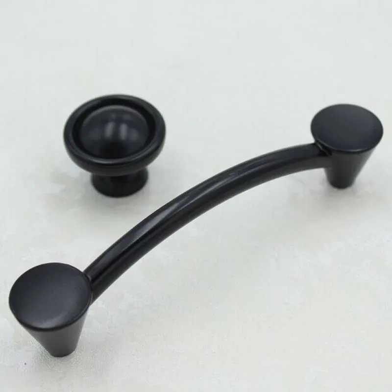 

128mm black furniture decoration hardware handle modern simple cabinet wardrobe door pull 5" black dresser cupboard handle knob