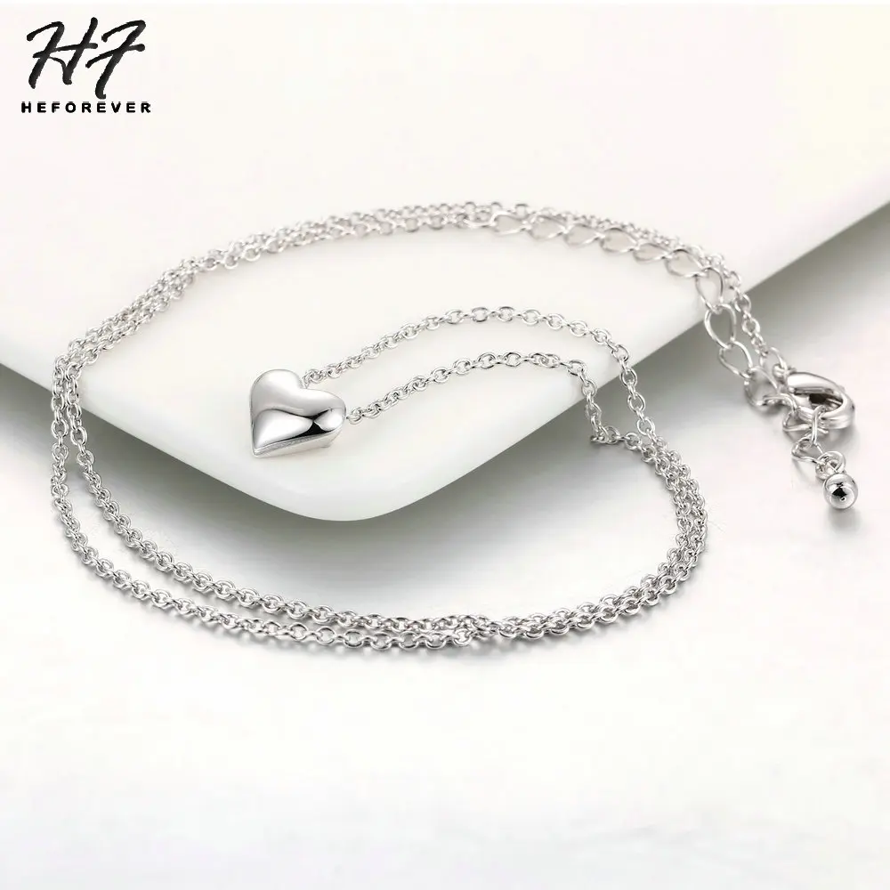 High-end Quality Romantic Heart Shaped Pendant Necklace for Women Rose White Gold Color Chain Fashion Jewelry Xmas Gift N099