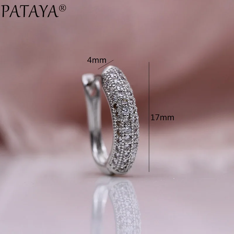 PATAYA New 585 Rose Gold Color Long Dangle Earrings White Round Natural Zirconia Women Noble Fashion Jewelry Irregular Earrings