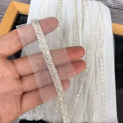 Off White Beaded Lace Trim Tape Fabric Ribbon DIY Collar Sewing Garment Headdress Net yarn lace materials